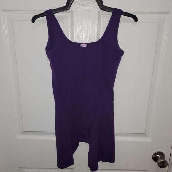 VINTAGE PURPLE MARIE WRIGHT MADE IN USA BIKER SHORT LEOTARD SIZE SMALL - Picture 1 of 6